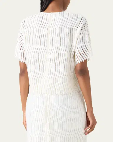 Akris Techno Wave Guipure Short-Sleeve Blouse | Thumbnail 3 Akris Techno Wave Guipure Short-Sleeve Blouse | Thumbnail 3