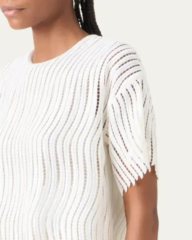 Akris Techno Wave Guipure Short-Sleeve Blouse | Thumbnail 5 Akris Techno Wave Guipure Short-Sleeve Blouse | Thumbnail 5