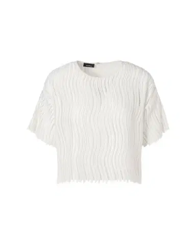 Akris Techno Wave Guipure Short-Sleeve Blouse | Thumbnail 1 Akris Techno Wave Guipure Short-Sleeve Blouse | Thumbnail 1