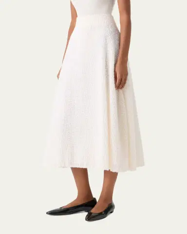 Akris Fringe Techno Grid A-Line Midi Skirt | Thumbnail 3