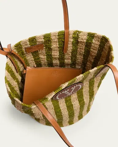 Valentino Garavani Striped Raffia Bucket Bag | Thumbnail 4 Valentino Garavani Striped Raffia Bucket Bag | Thumbnail 4