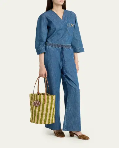 Valentino Garavani Striped Raffia Bucket Bag | Thumbnail 5 Valentino Garavani Striped Raffia Bucket Bag | Thumbnail 5