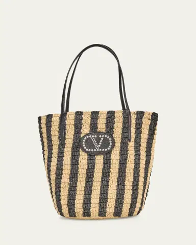 Valentino Garavani Striped Raffia Bucket Bag | Thumbnail 6 Valentino Garavani Striped Raffia Bucket Bag | Thumbnail 6