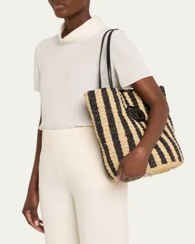 Valentino Garavani Striped Raffia Bucket Bag | Thumbnail 7 Valentino Garavani Striped Raffia Bucket Bag | Thumbnail 7
