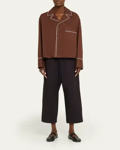 Plan C Cotton Straight-Leg Crop Pull-On Trousers | Thumbnail 2