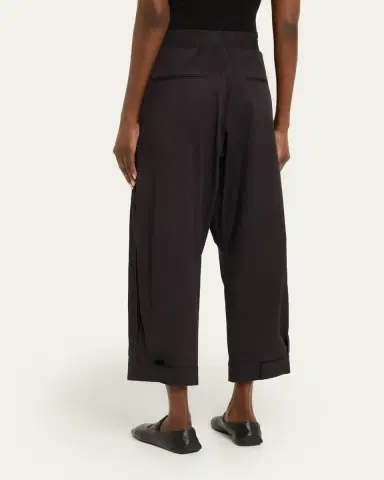 Plan C Cotton Straight-Leg Crop Pull-On Trousers | Thumbnail 3