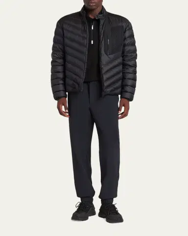 Moncler Men's Logo Cotton Piquet Half-Zip Polo Shirt | Thumbnail 2