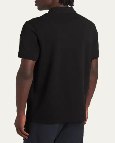 Moncler Men's Logo Cotton Piquet Half-Zip Polo Shirt | Thumbnail 3