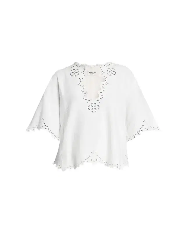 Shana Eyelet Cotton Poplin Top