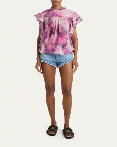 Etoile Isabel Marant Daliyane Tie-Dye Cotton Ruffle Blouse | Thumbnail 2 Etoile Isabel Marant Daliyane Tie-Dye Cotton Ruffle Blouse | Thumbnail 2