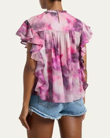 Etoile Isabel Marant Daliyane Tie-Dye Cotton Ruffle Blouse | Thumbnail 3 Etoile Isabel Marant Daliyane Tie-Dye Cotton Ruffle Blouse | Thumbnail 3