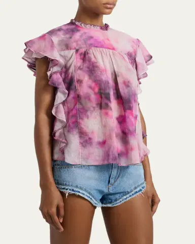 Etoile Isabel Marant Daliyane Tie-Dye Cotton Ruffle Blouse | Thumbnail 4 Etoile Isabel Marant Daliyane Tie-Dye Cotton Ruffle Blouse | Thumbnail 4