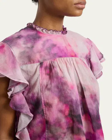 Etoile Isabel Marant Daliyane Tie-Dye Cotton Ruffle Blouse | Thumbnail 5 Etoile Isabel Marant Daliyane Tie-Dye Cotton Ruffle Blouse | Thumbnail 5