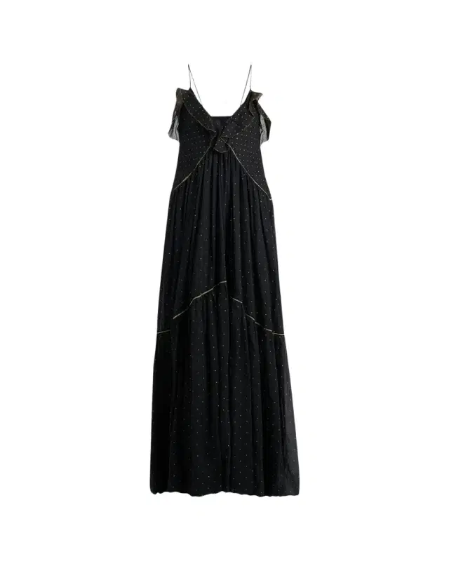 Vasma Polka-Dot Cotton Voile Tiered Maxi Dress