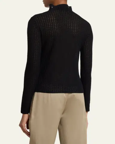 Proenza Schouler White Label Zella Check Merino Mock-Neck Top | Thumbnail 3 Proenza Schouler White Label Zella Check Merino Mock-Neck Top | Thumbnail 3