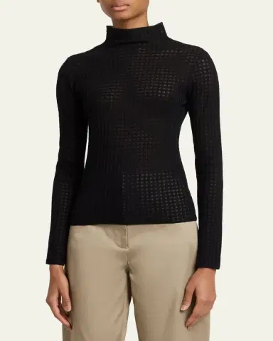 Proenza Schouler White Label Zella Check Merino Mock-Neck Top | Thumbnail 4 Proenza Schouler White Label Zella Check Merino Mock-Neck Top | Thumbnail 4