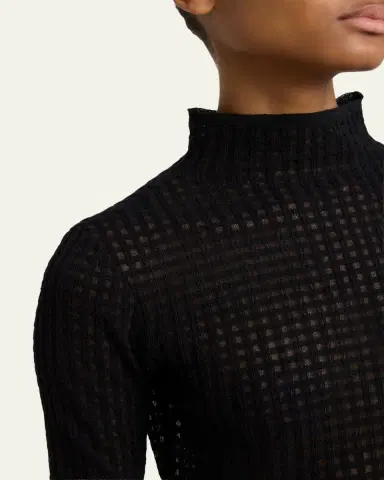 Proenza Schouler White Label Zella Check Merino Mock-Neck Top | Thumbnail 5 Proenza Schouler White Label Zella Check Merino Mock-Neck Top | Thumbnail 5