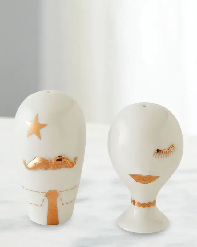 Jonathan Adler Gilded Mr. and Mrs. Muse Salt and Pepper Set