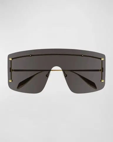 Alexander McQueen Studded Zinc Alloy Shield Sunglasses | Thumbnail 2