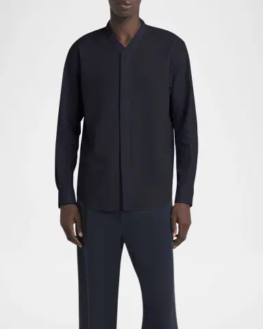 Giorgio Armani Men's Solid Seersucker Sport Shirt | Thumbnail 2