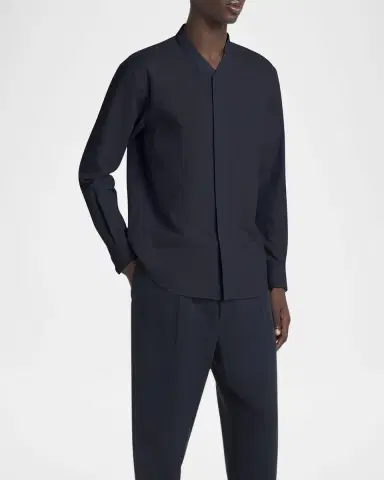 Giorgio Armani Men's Solid Seersucker Sport Shirt | Thumbnail 4