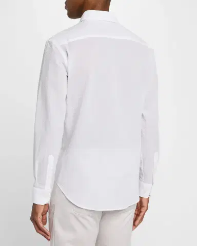 Giorgio Armani Men 's Solid Seersucker Sport Shirt | Thumbnail 2
