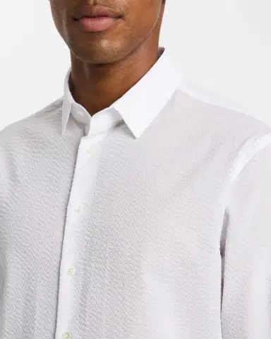 Giorgio Armani Men 's Solid Seersucker Sport Shirt | Thumbnail 4