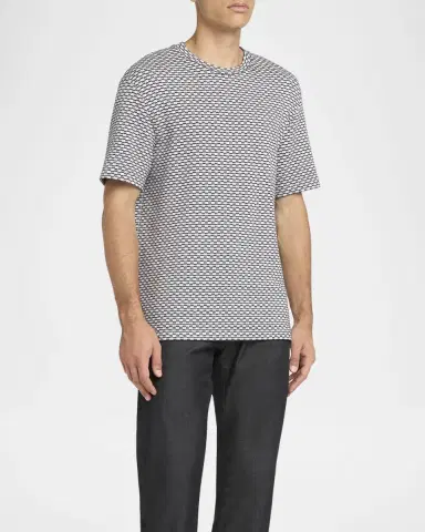 Giorgio Armani Men's Square Jersey Jacquard T-Shirt | Thumbnail 3 Giorgio Armani Men's Square Jersey Jacquard T-Shirt | Thumbnail 3