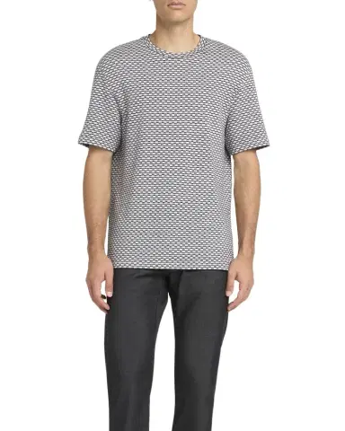 Giorgio Armani Men's Square Jersey Jacquard T-Shirt | Thumbnail 1 Giorgio Armani Men's Square Jersey Jacquard T-Shirt | Thumbnail 1