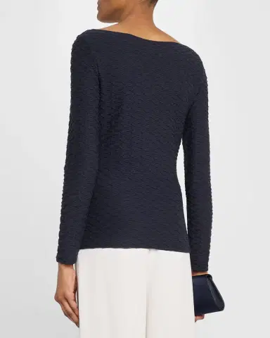 Emporio Armani Bateau-Neck Textured Jersey Blouse | Thumbnail 2
