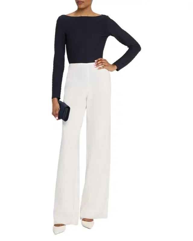 Bateau-Neck Textured Jersey Blouse