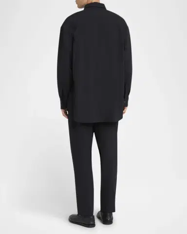 Giorgio Armani Men's Wool Crepe Oversized Sport Shirt | Thumbnail 3