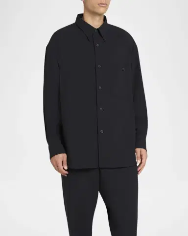 Giorgio Armani Men's Wool Crepe Oversized Sport Shirt | Thumbnail 4