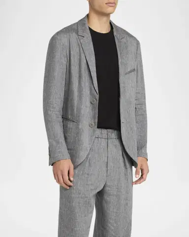 Giorgio Armani Men's One Shot Linen-Wool Sport Coat | Thumbnail 3 Giorgio Armani Men's One Shot Linen-Wool Sport Coat | Thumbnail 3