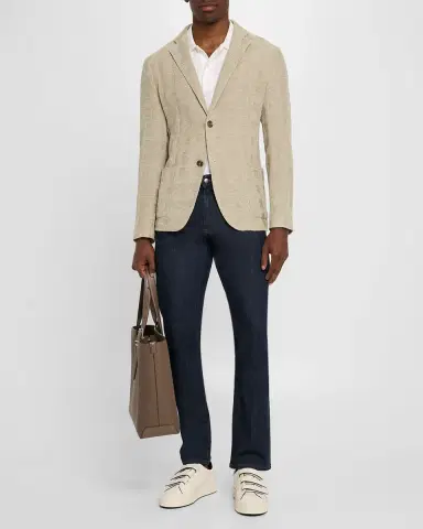 Emporio Armani Men's Cotton Knit Textured Sport Coat | Thumbnail 2 Emporio Armani Men's Cotton Knit Textured Sport Coat | Thumbnail 2