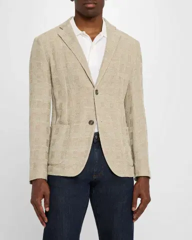 Emporio Armani Men's Cotton Knit Textured Sport Coat | Thumbnail 4 Emporio Armani Men's Cotton Knit Textured Sport Coat | Thumbnail 4