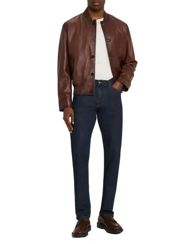 Emporio Armani Men 's Napa Leather Bomber Jacket
