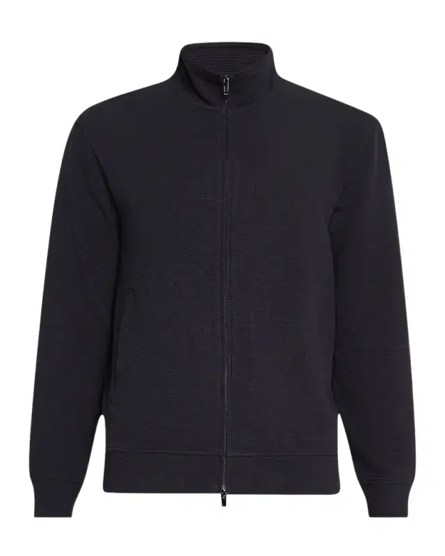 Men's Textured Cotton Full-Zip Sweater Jacket