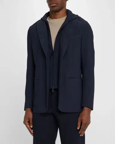 Emporio Armani Men's Nylon Stretch Blazer with Removable Hood | Thumbnail 4 Emporio Armani Men's Nylon Stretch Blazer with Removable Hood | Thumbnail 4