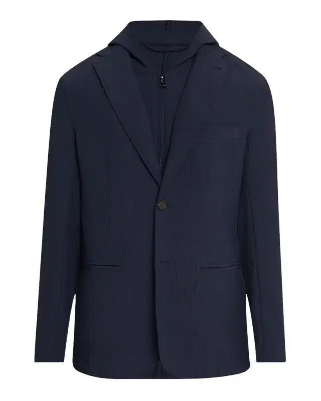 Emporio Armani Men 's Nylon Stretch Blazer with Removable Hood