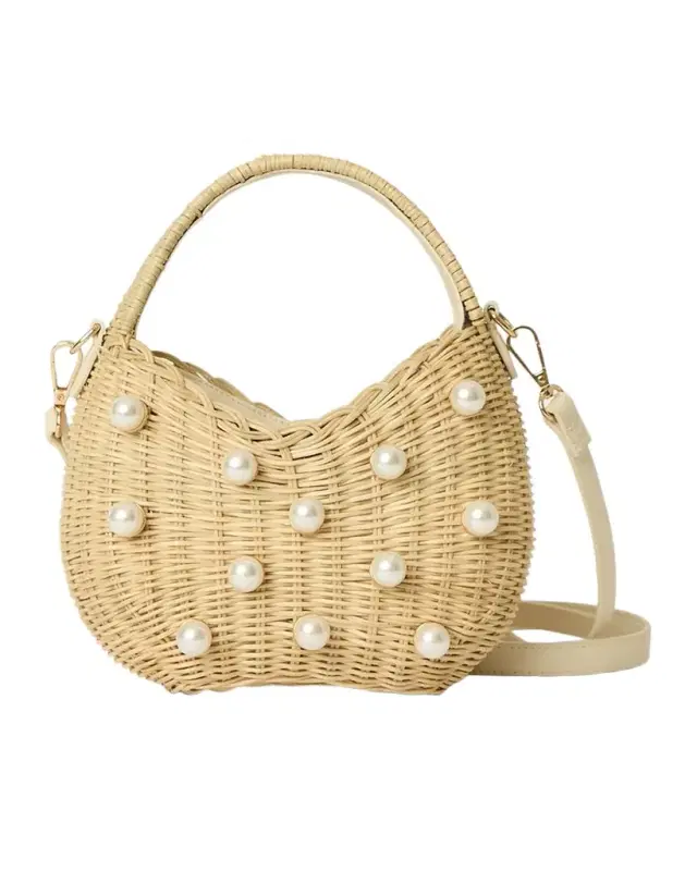 BTB Los Angeles Chloe Mini Pearly Rattan Top-Handle Bag