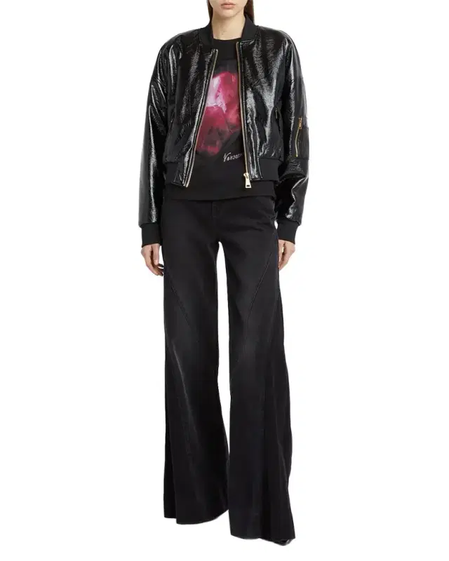 Faux Leather Bomber Jacket