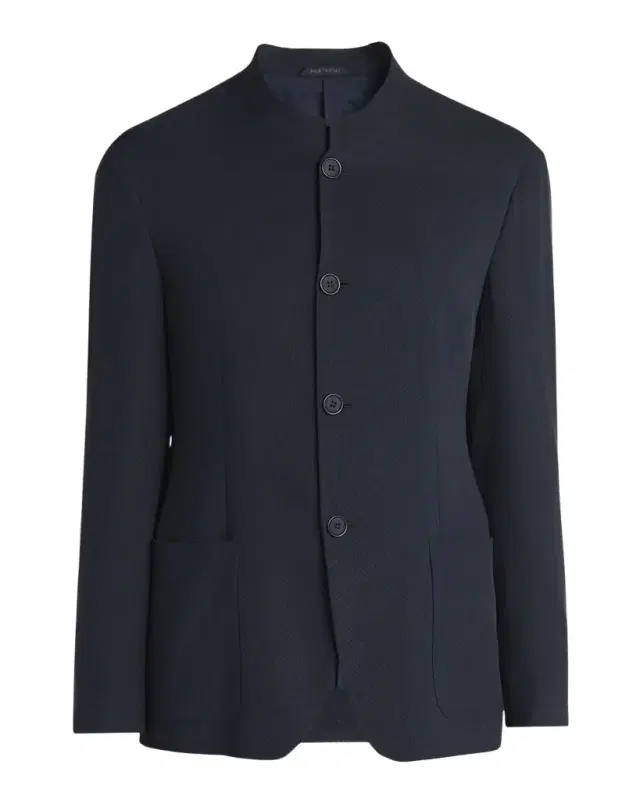Giorgio Armani Men 's Micro-Chevron Cupro and Viscose Collarless Sport Coat