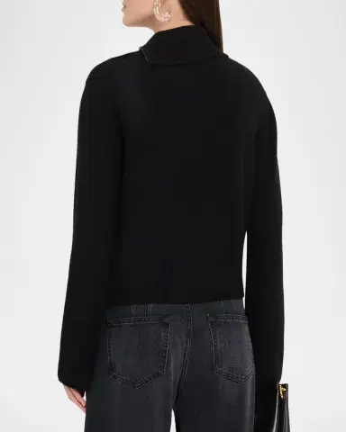 Brandon Maxwell Addison Zip Turtleneck Cashmere Sweater | Thumbnail 3