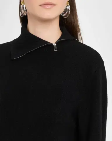 Brandon Maxwell Addison Zip Turtleneck Cashmere Sweater | Thumbnail 5