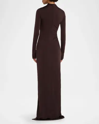 Lapointe Ruched Mock-Neck Jersey Column Gown | Thumbnail 2