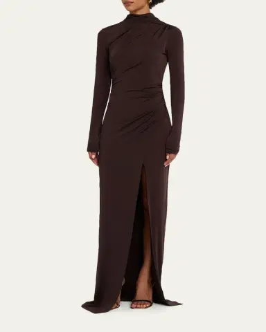 Lapointe Ruched Mock-Neck Jersey Column Gown | Thumbnail 6