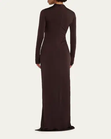 Lapointe Ruched Mock-Neck Jersey Column Gown | Thumbnail 7