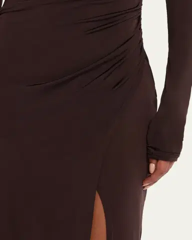 Lapointe Ruched Mock-Neck Jersey Column Gown | Thumbnail 9