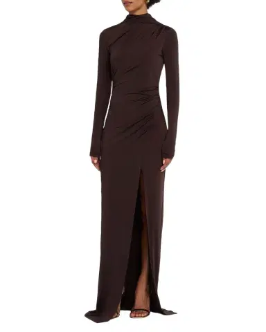 Lapointe Ruched Mock-Neck Jersey Column Gown | Thumbnail 1